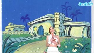 Cuki fiatal wilma flintstone cosplayben masturbál és lecidázza a gigászi fazsat