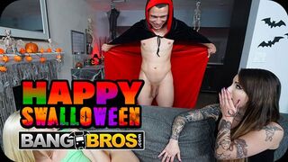 Bang Bros Network bemutatja: Vad Halloween szexparti kettő bűbájos csajjal