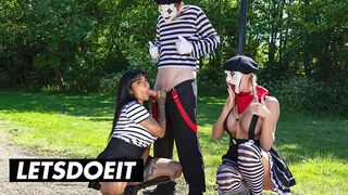 Sexy Street Mimes bemutatja: Csábító édeshármas hatalmas mellekkel és gigászi farkakkal a LetsDoeIt csatornán